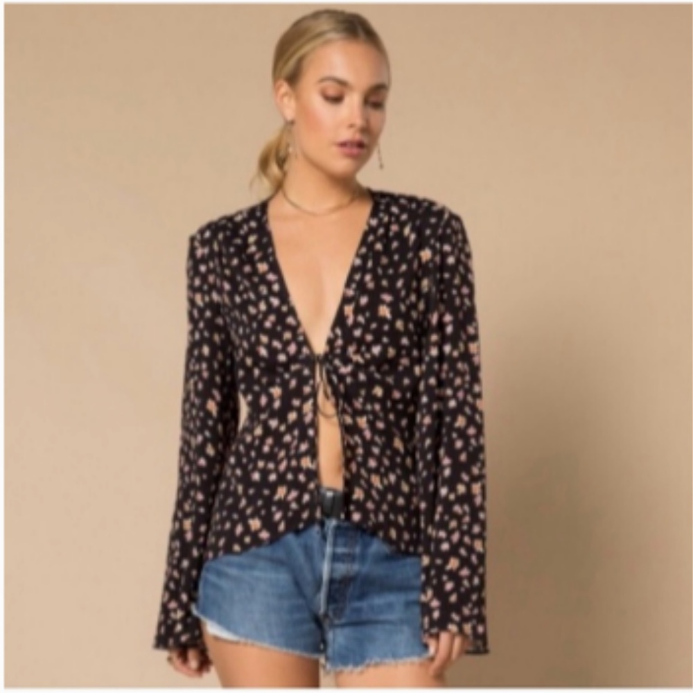 AFRM Emma Tie Front Blouse Top - NWT